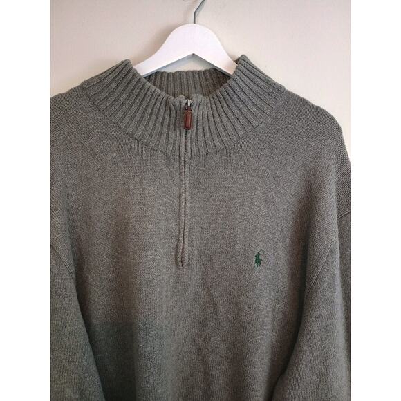 Polo Ralph Lauren Sweater Men 4XB Gray Zip Classic Minimalist Mock Neck Pullover - Picture 4 of 10